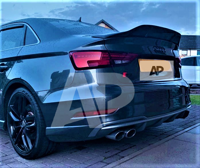 Audi A3 S3 RS3 8V Saloon Gloss Black High Kick Ducktail Boot Spoiler 2013-2020
