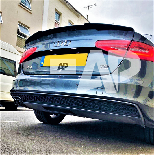 Audi 'RS4 Look' A4 S4 RS4 B8 Gloss Black M4 Style Boot Lip Spoiler 2012-2016